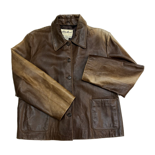 Perfectly Faded Eddie Bauer Leather Jacket