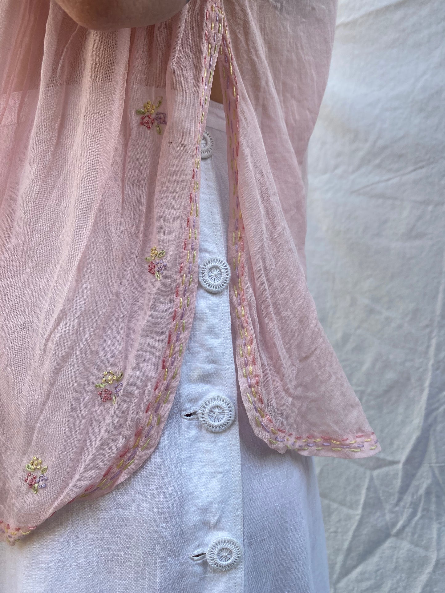 Full Length Side Button Antique Linen Skirt