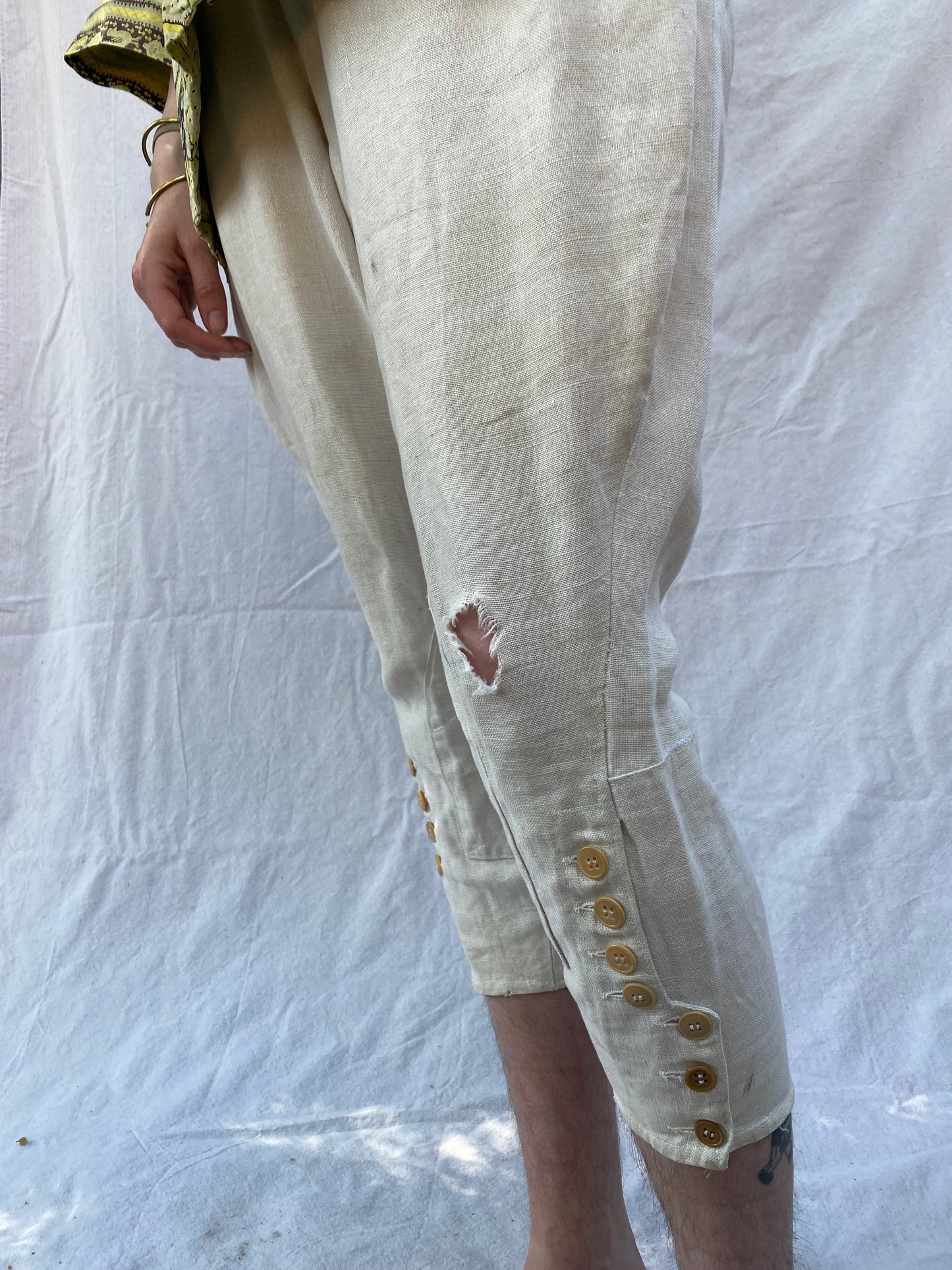 Early 1900s Distressed Linen Pants